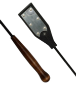 Черный стек 60см с серебристой хлопушкой под металл Sitabella BDSM Accessories 3178