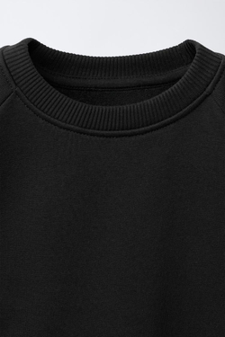 ZARA ОДНОТОННАЯ ТОЛСТОВКА С ЭТИКЕТКОЙ, ЧЕРНЫЙ