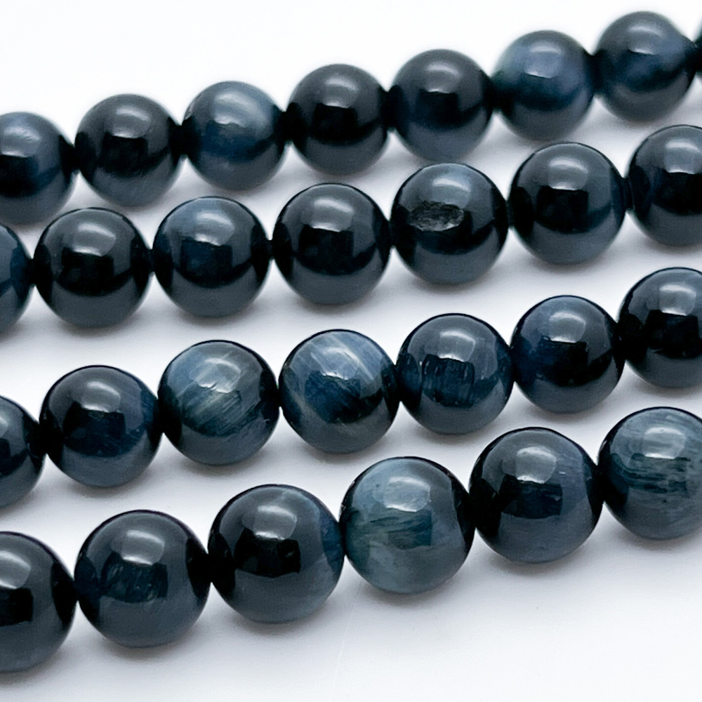 Бусины Соколиный глаз, диаметр 8,3-8,4 мм, цена за 11 шт (1/4 нити)