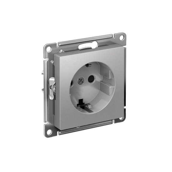 Розетка AtlasDesign 16А с заземл. защ. шторки быстрозажим. клем. механизм алюм. SE ATN000345S