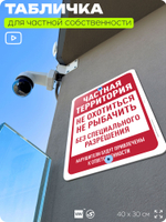 Табличка для частной территории "Частная территория", на дом, для участка, организаций, предупреждающая, 40х30 см, Silver Plane x Айдентика Технолоджи