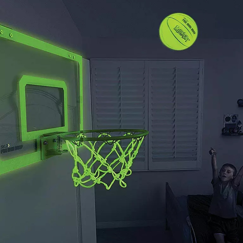 Баскетбольный набор для детей Pro Mini Hoop MIDNIGHT 45*30. Детское баскетбольное кольцо с мячом светится в темноте