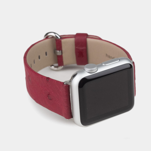 Ремешок для Apple Watch 44/45/46 mm из кожи страуса, цвета фуксии