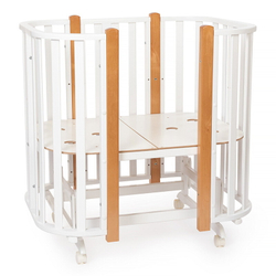 Кроватка-трансформер Vikalex Сканди маятник на колёсах белый/серый