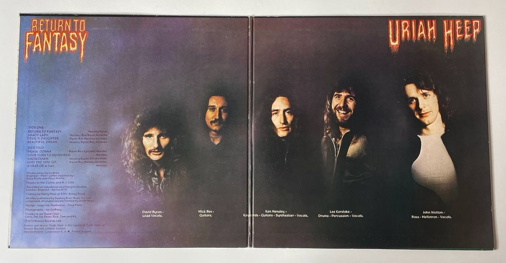 Винтажная виниловая пластинка LP Uriah Heep Return To Fantasy (Japan 1975) (Obi) Shady Lady