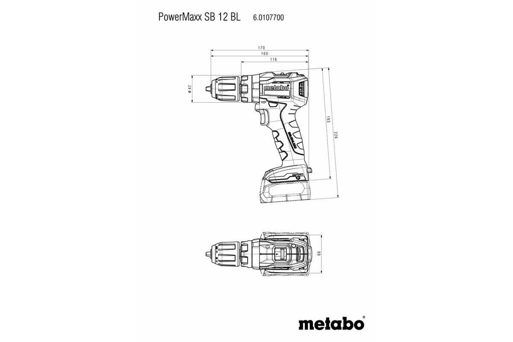 Аккумуляторная дрель-шуруповерт Metabo PowerMaxx SB 12 BL 2х2.0 601077500
