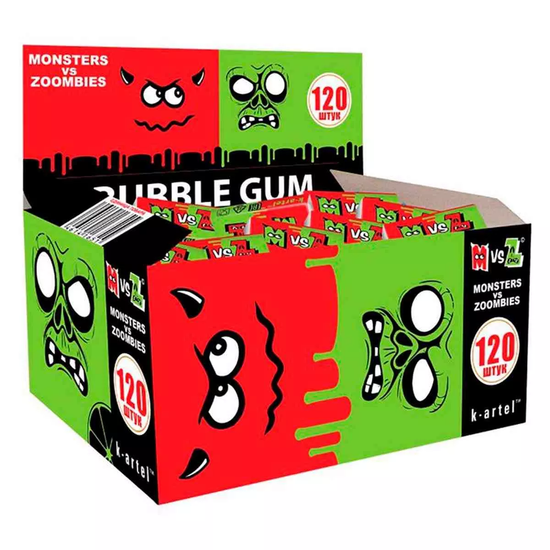 Резинка жевательная Bubble Gum Monsters vs Zombies, 2,5 г (Россия)