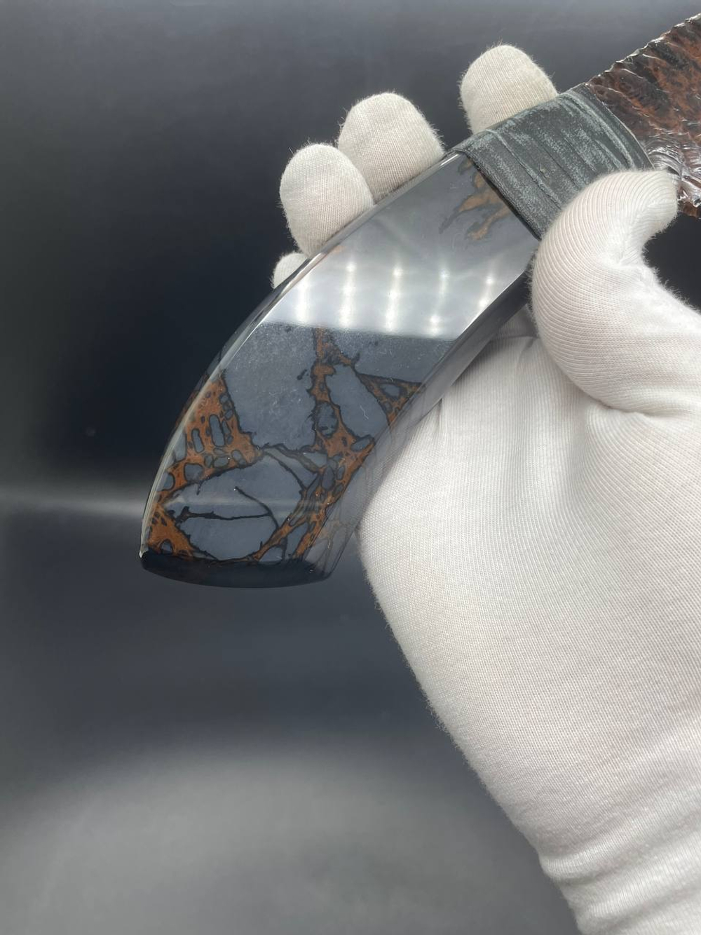 Нож из обсидиана с рукоятью из обсидиана 24 см