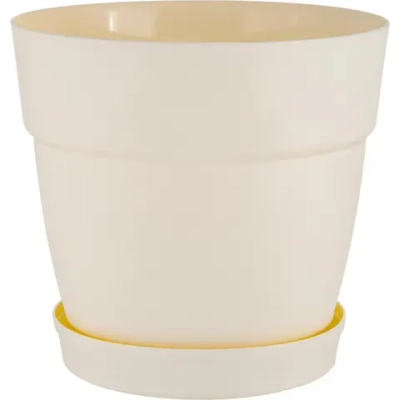 Горшок для цветов пластиковый 2л d-17см «Villa de Fiori» с фиксируемым поддоном, белоснежный жасмин