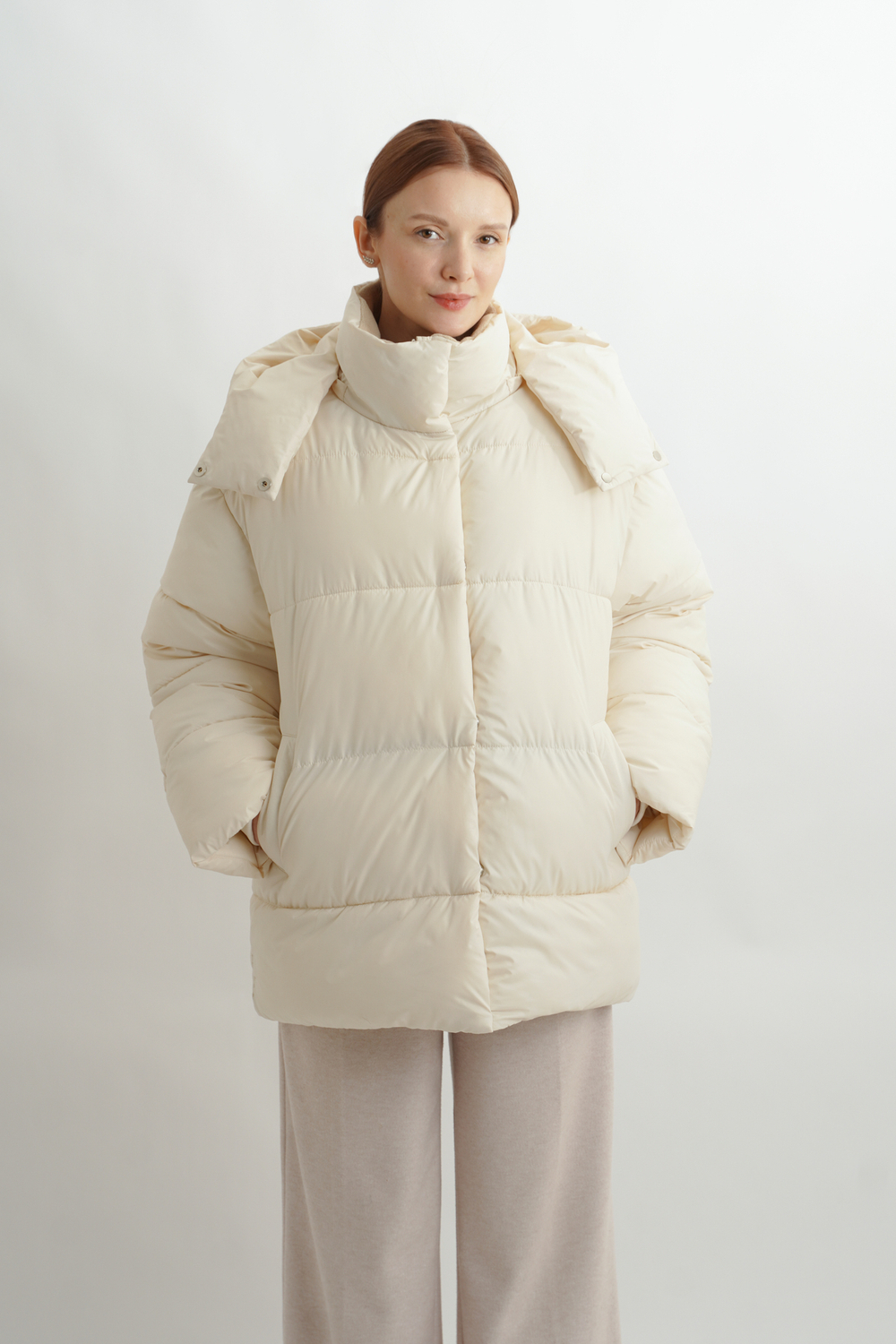 Объемная зимняя куртка Unisex, молочный