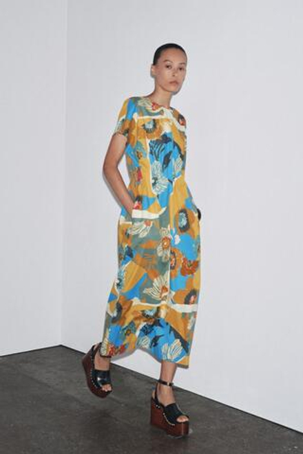 ZARA ПЛАТЬЕ МИДИ С ПРИНТОМ — ZW COLLECTION, РАЗНОЦВЕТНЫЙ
