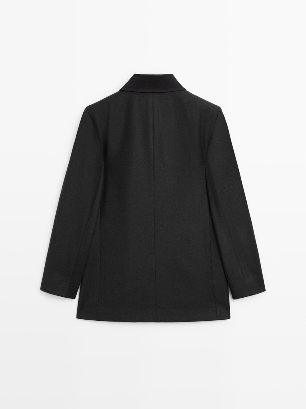 Massimo Dutti Короткое пальто с контрастным воротником, темно-серый