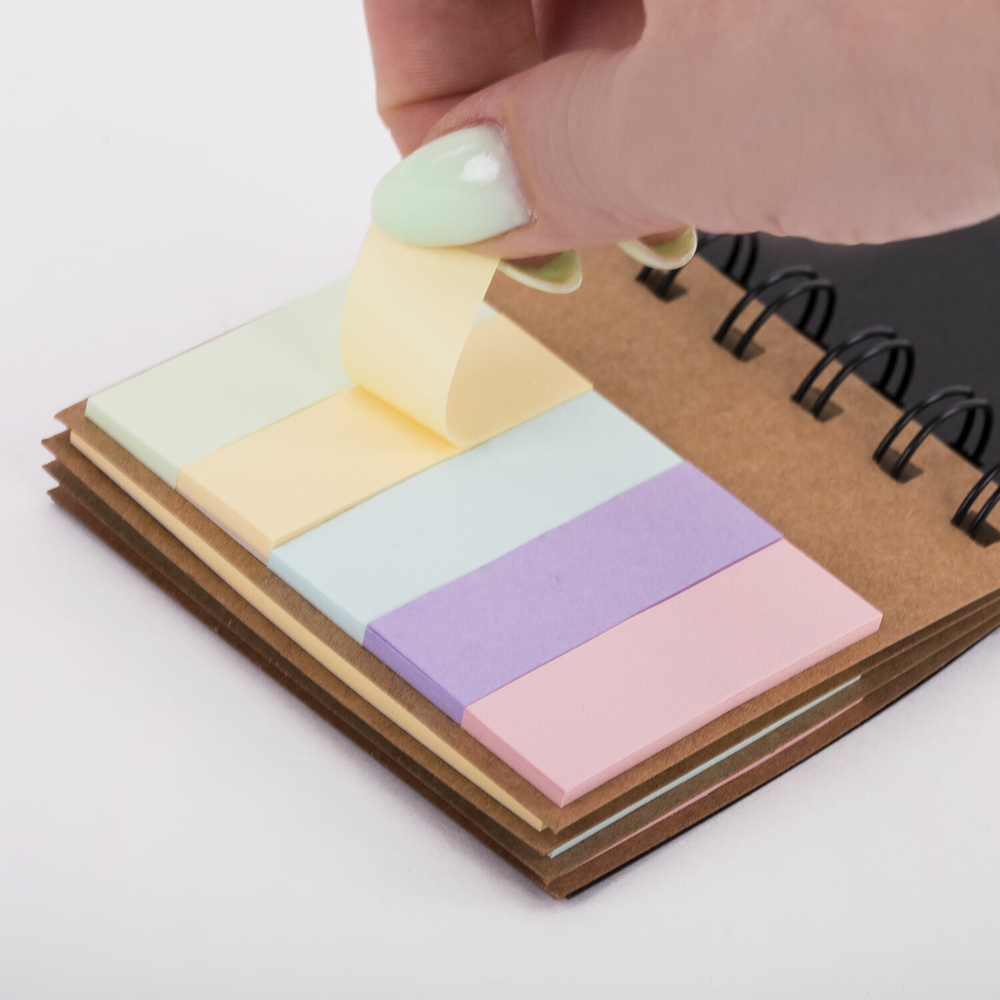 Закладки клейкие в книжке BRAUBERG PASTEL 200 штук: 50х15 мм 5 цветов х 25 листов 50х75 мм 3 цвета х 25 листов (6 штук в упаковке)