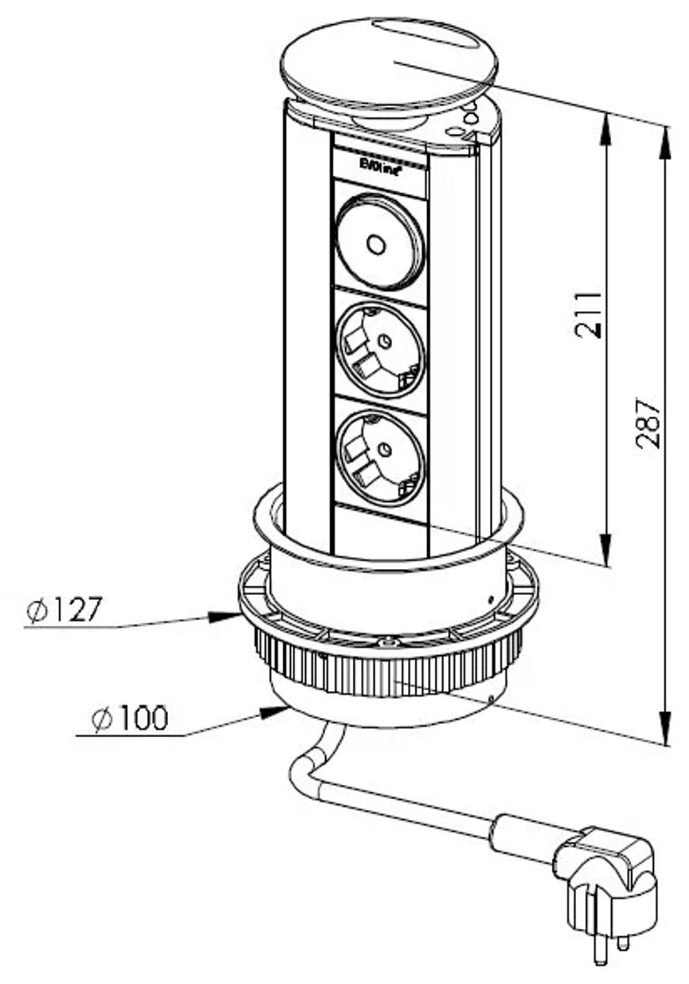 Встраиваемая розетка Evoline Port 931.00.006, серебристая.