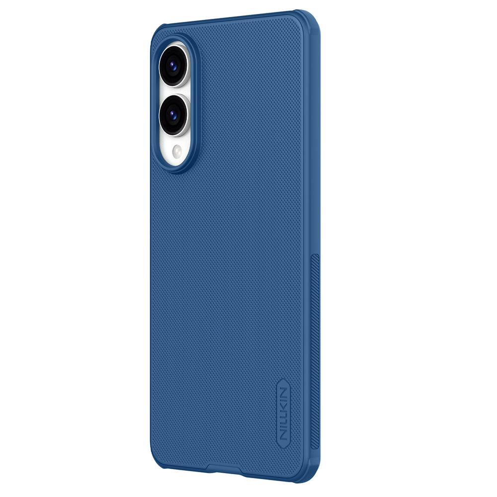 Усиленный чехол синего цвета от Nillkin для Samsung Galaxy S25 Edge, серия Super Frosted Shield Pro