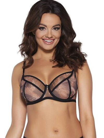 Бюстгальтер plus size хищной расцветки с мягкими чашками (Размер: 95F) (Цвет: тигровый)