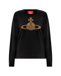 VIVIENNE WESTWOOD RED LABEL ЛОНГСЛИВ ЧЕРНЫЙ С АППЛИКАЦИЕЙ ВИДЕ ЛОГОТИПА БРЕНДА