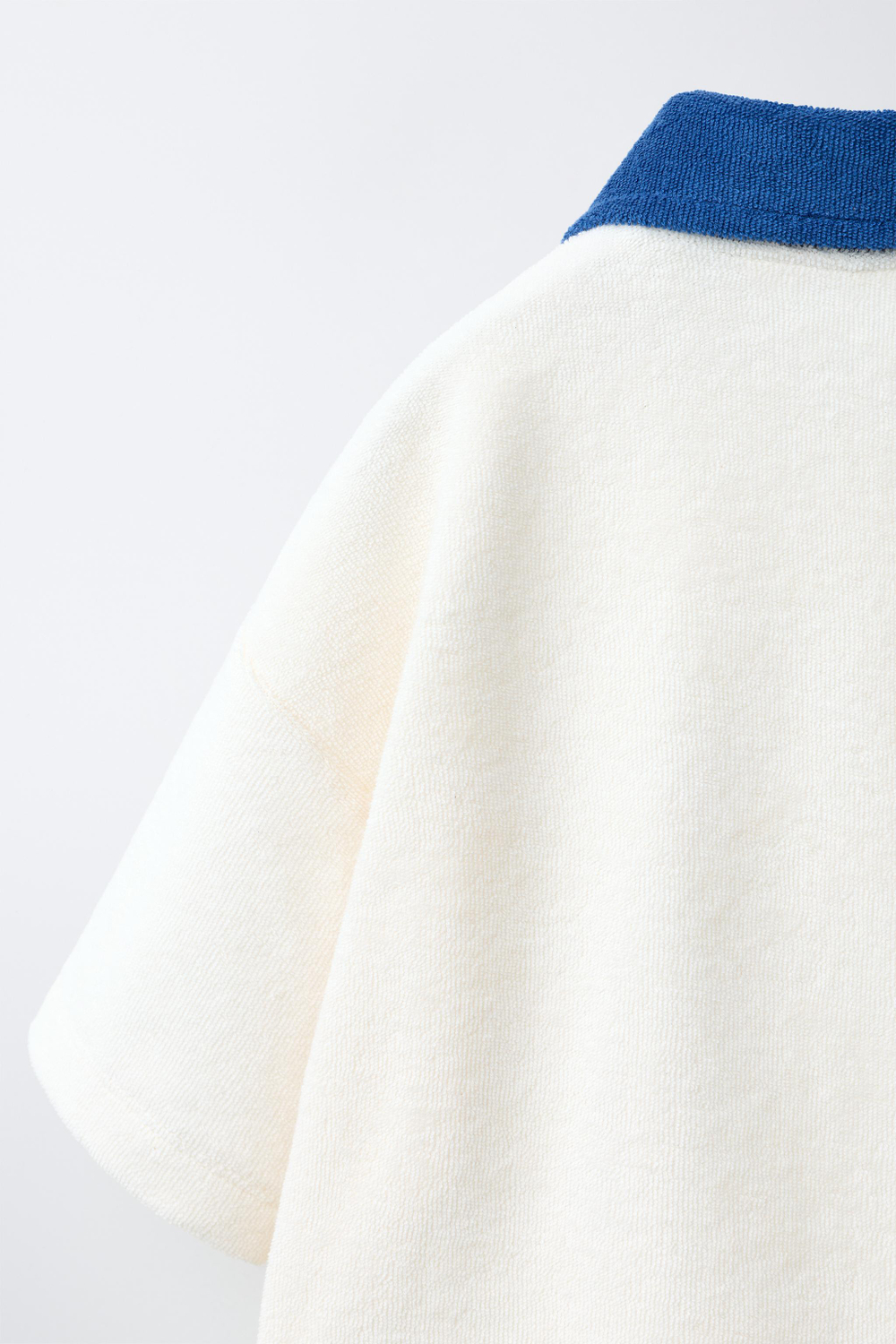 ZARA ФУТБОЛКА ПОЛО ИЗ МАХРОВОЙ ТКАНИ, СИНИЙ