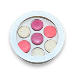 Коробка для макарон круглая с окном и ложементом (круглые ячейки) диам.200мм выс.60мм (7) (белая)