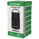 Термос 1 л для еды/напитков с широким горлом, BOOMHOUSE (БУМХАУС) LUNCH, нержавеющая сталь SUS304, черный, 700327