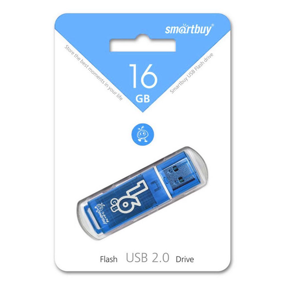 USB-флеш (USB 2.0) 16GB Smartbuy Glossy Синий