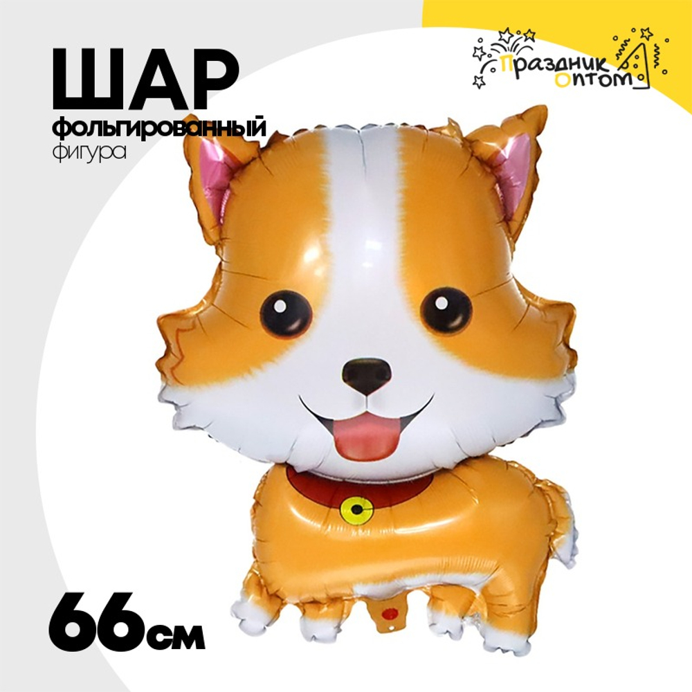 Шар Фольгированный Собака Корги (Оранжевый)