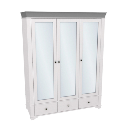 Шкаф 3х дверный с зеркальными дверями «Бейли» белый воск/антрацит