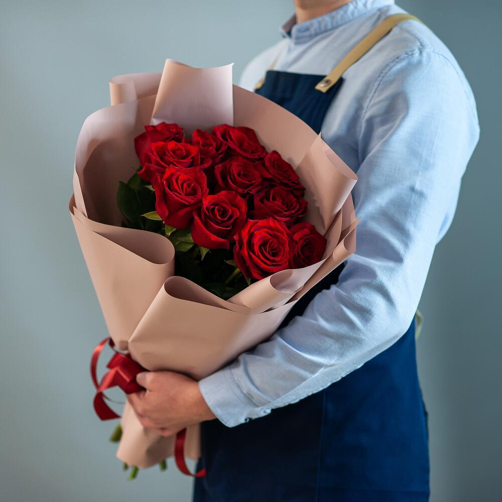 Букет из 11 красных роз Эквадор премиум упаковке