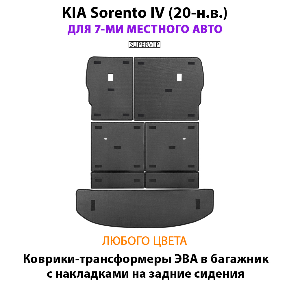 Коврики-трансформеры ЭВА в багажник с накладками на задние сидения для KIA Sorento IV (20-н.в.)