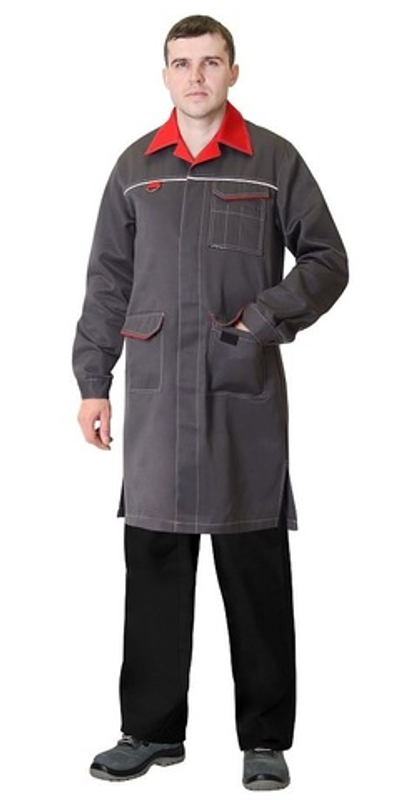 Халат мужской серый с красным