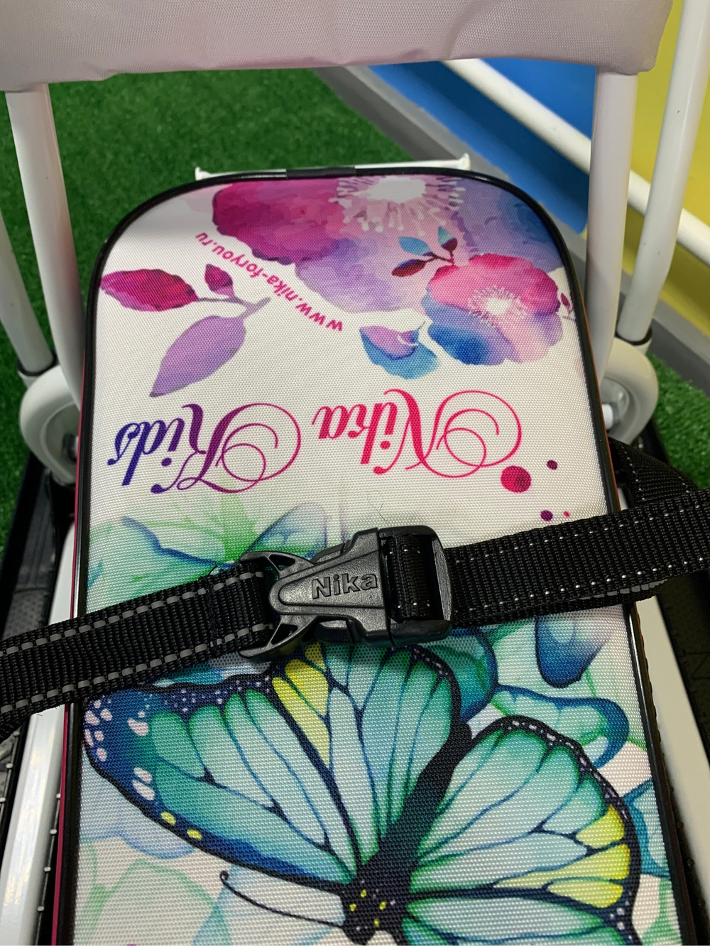 Снегокат «Тимка спорт 6» с бабочками (белый каркас) (арт. ТС6/Б2)