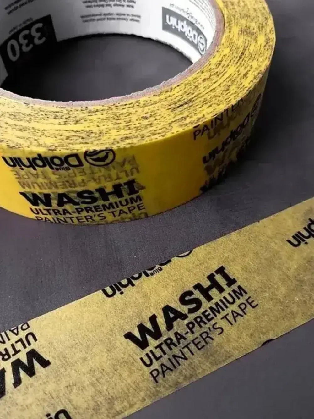 Скотч малярный (лента) на японской рисовой бумаге, Blue Dolphin WASHI (Блю Долфин), Желтый, 25мм *50м