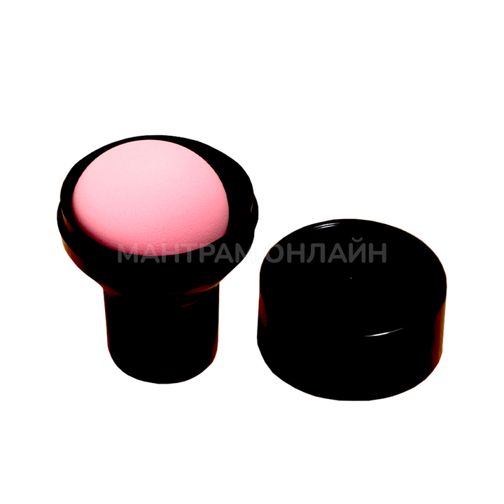 Спонж для макияжа с ручкой стик розовый в черном футляре