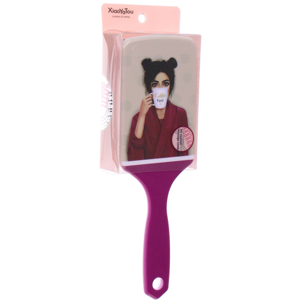 Расческа массажная прямоугольная форма «КОЛЛЕКЦИЯ ИМАНИ - КЛАРА», микс 4 дизайна, 24*7,5см (PVC упаковка)