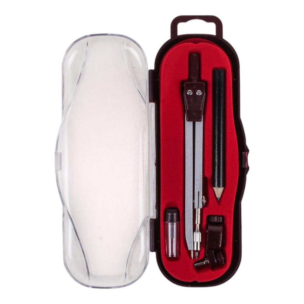 Циркуль 2в1: стержни и насадка под карандаш в наборе, пластиковый футляр