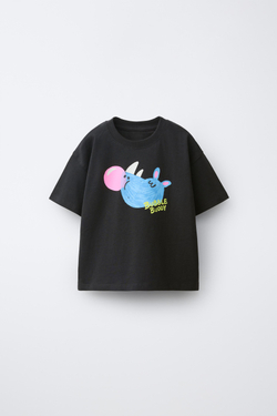 ZARA ФУТБОЛКА С АНИМАЛИСТИЧЕСКИМ ПРИНТОМ, АНТРАЦИТОВО-СЕРЫЙ