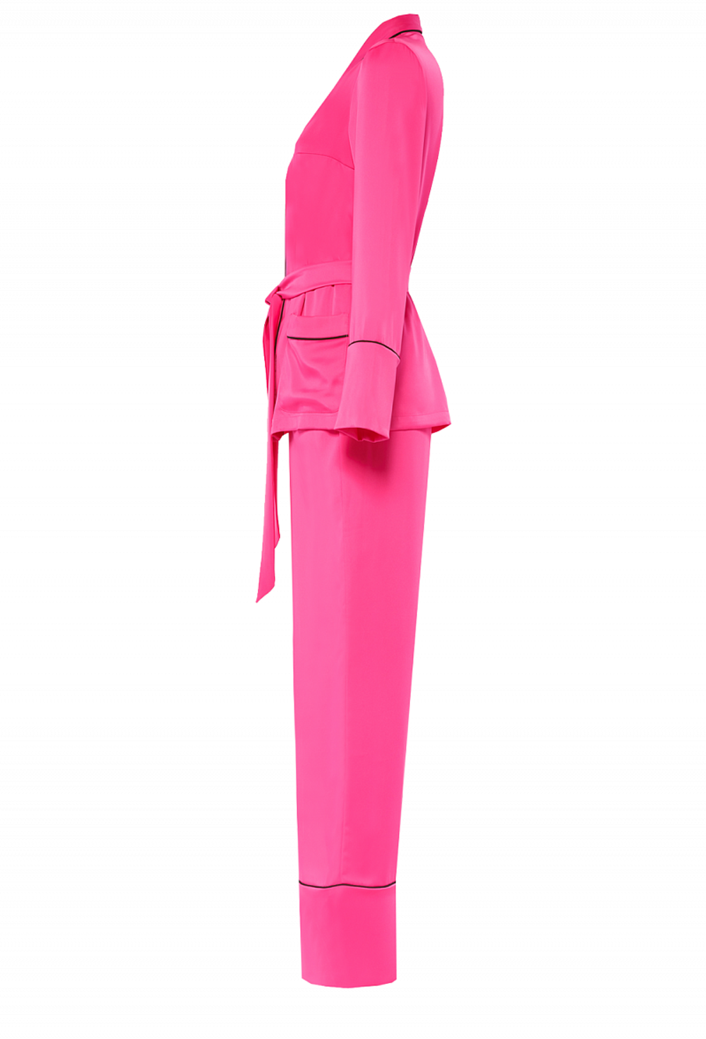 Брючный костюм из шелка фуксия 01-19SS