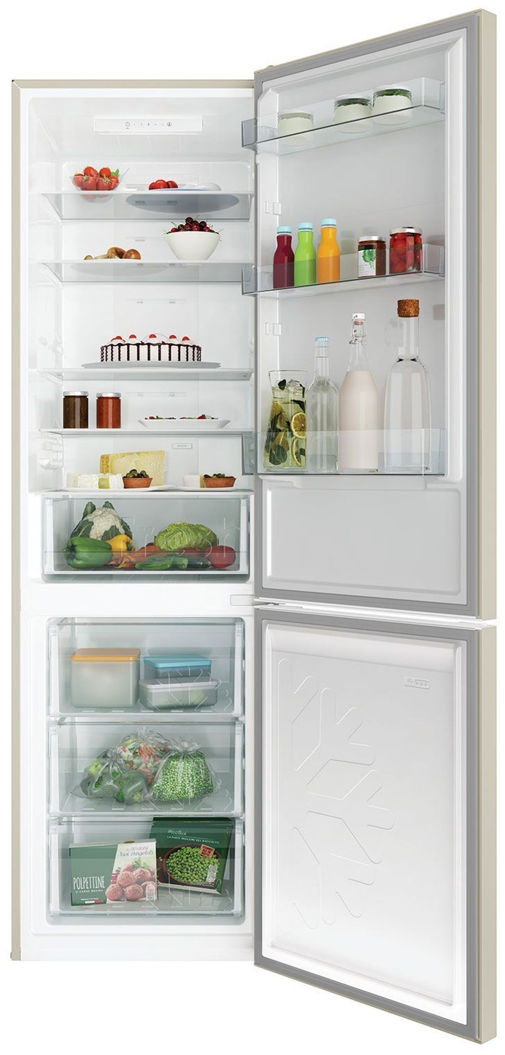 Холодильник двухкамерный Candy CCRN 6200C, Total No Frost, А, 370 л, кремовый