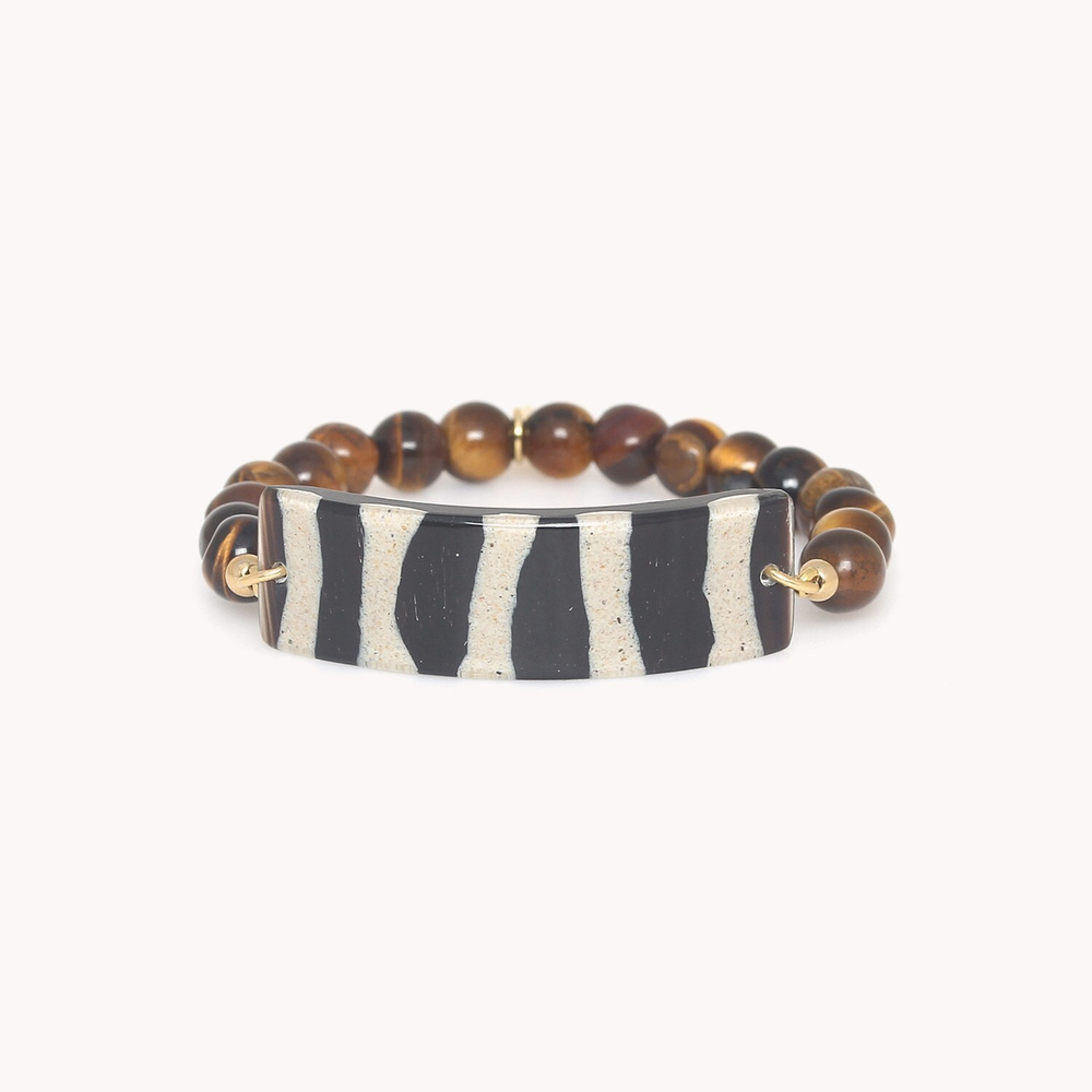 Браслет Nature Bijoux, Zebra, стрейч, с тигровым глазом и смолистым песком в смоле, NB24.2-13CP44210