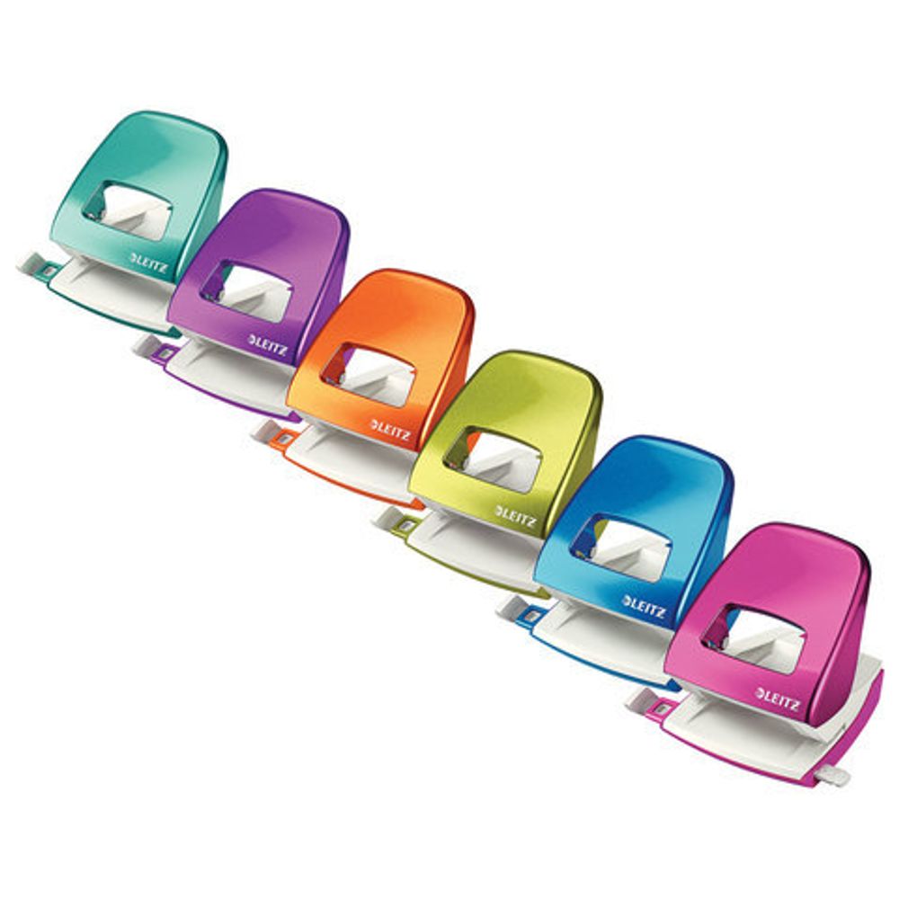 Дырокол металлический LEITZ "New NeXXT WOW", до 30 листов, розовый металлик, блистер, 50082023