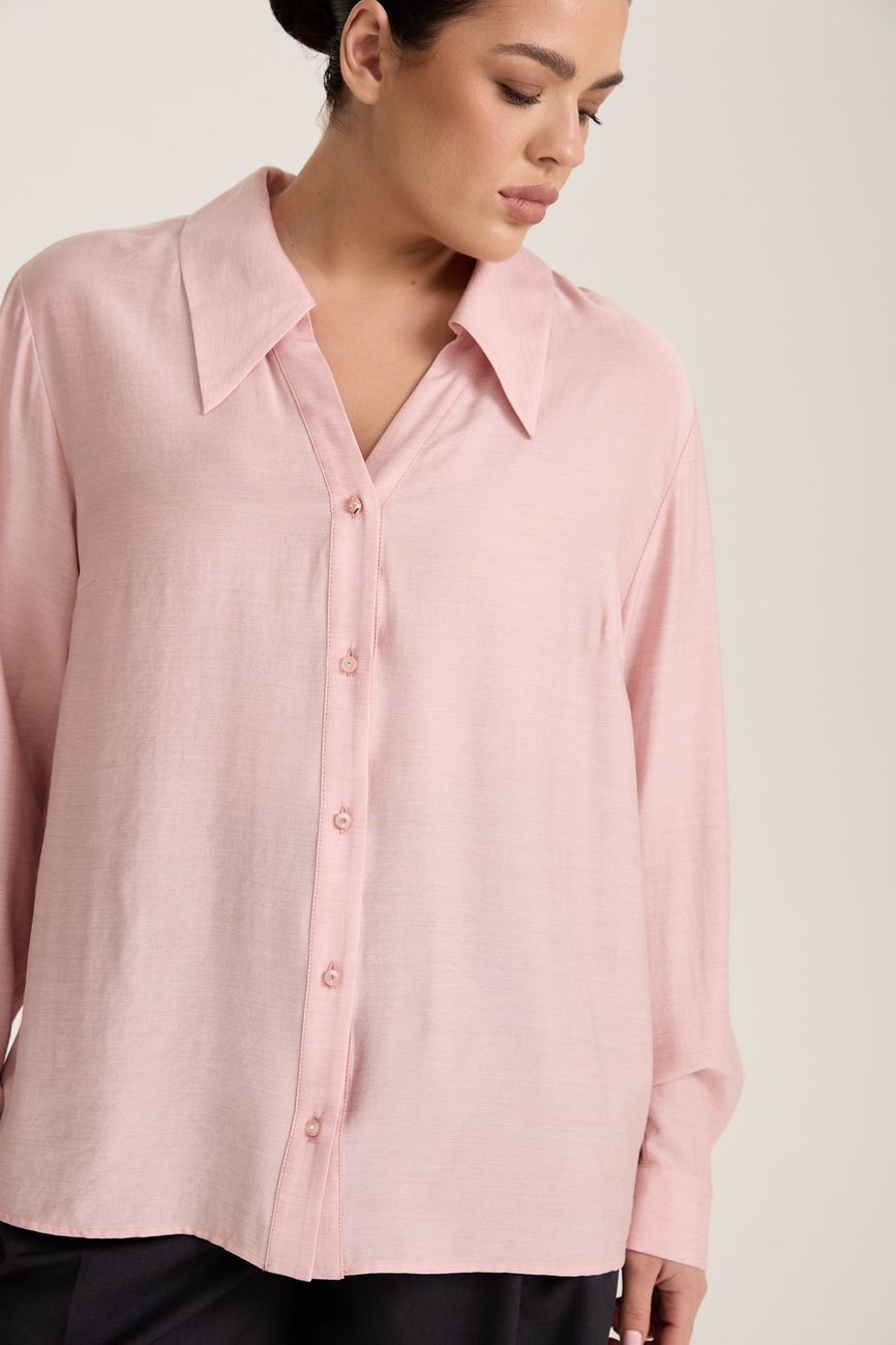 Блузка с отложным воротником, пудра