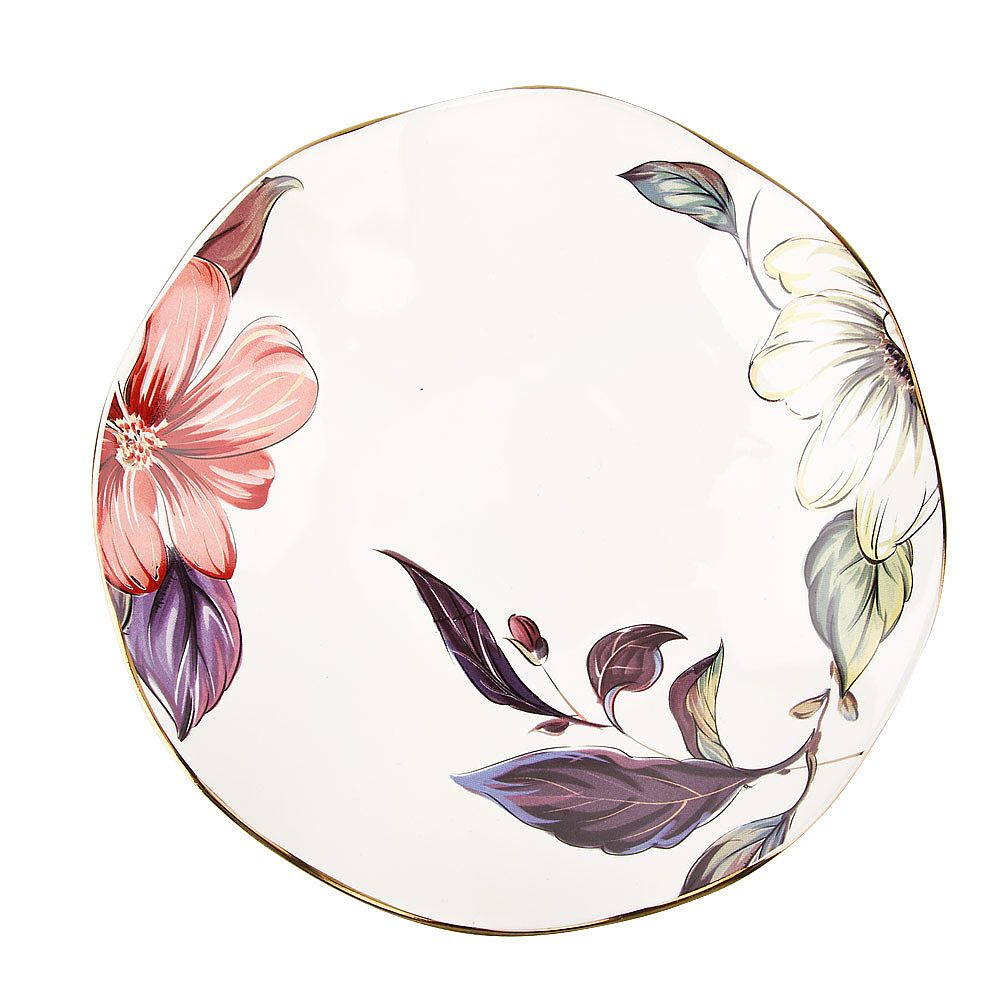 Тарелка (с элементами золота) "Олеандр" 20*20*4см. (min6) (транспортная упаковка)