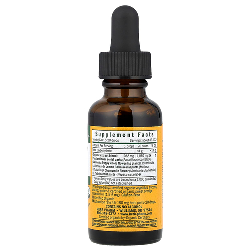 Herb Pharm, Детское органическое средство для быстрого засыпания, не содержит спирт, 1 жид. унция(30 мл)