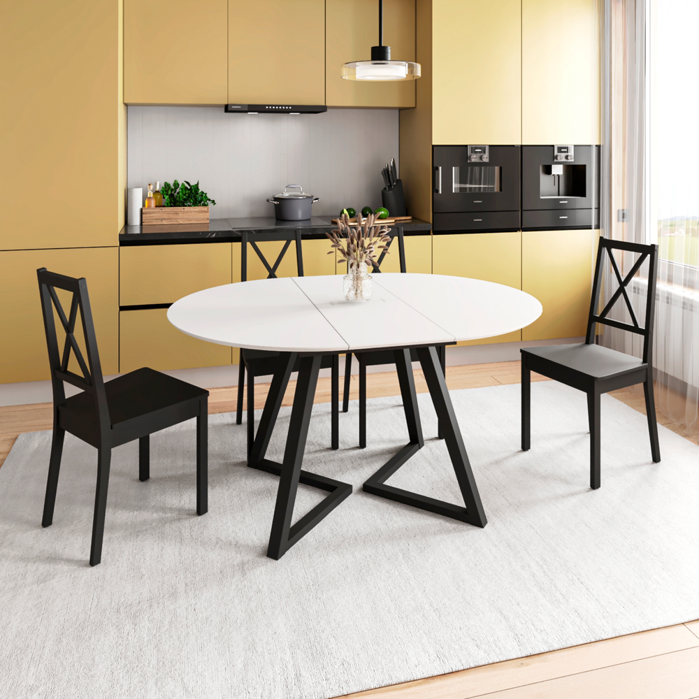 Стол AURORA 1, цвет белый матовый/ черное дерево