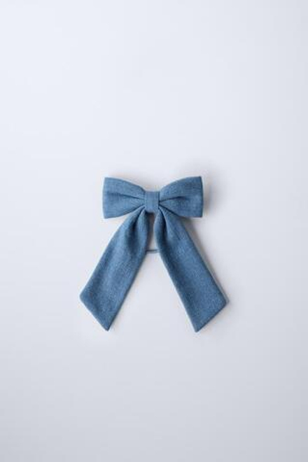 ZARA РЕЗИНКА ДЛЯ ВОЛОС ДЖИНСОВЫМ БАНТОМ, СИНИЙ