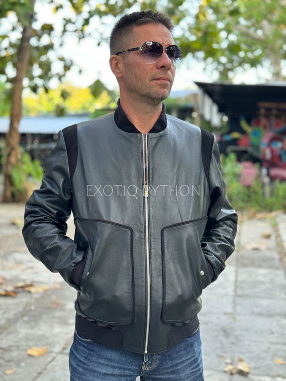 Мужская куртка бомбер из кожи ягненка JT-125