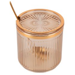 Банка для сыпучих продуктов с ложкой (золотая) h=8,8см,v=400мл (акрил,нержавеющая сталь) (индивидуа