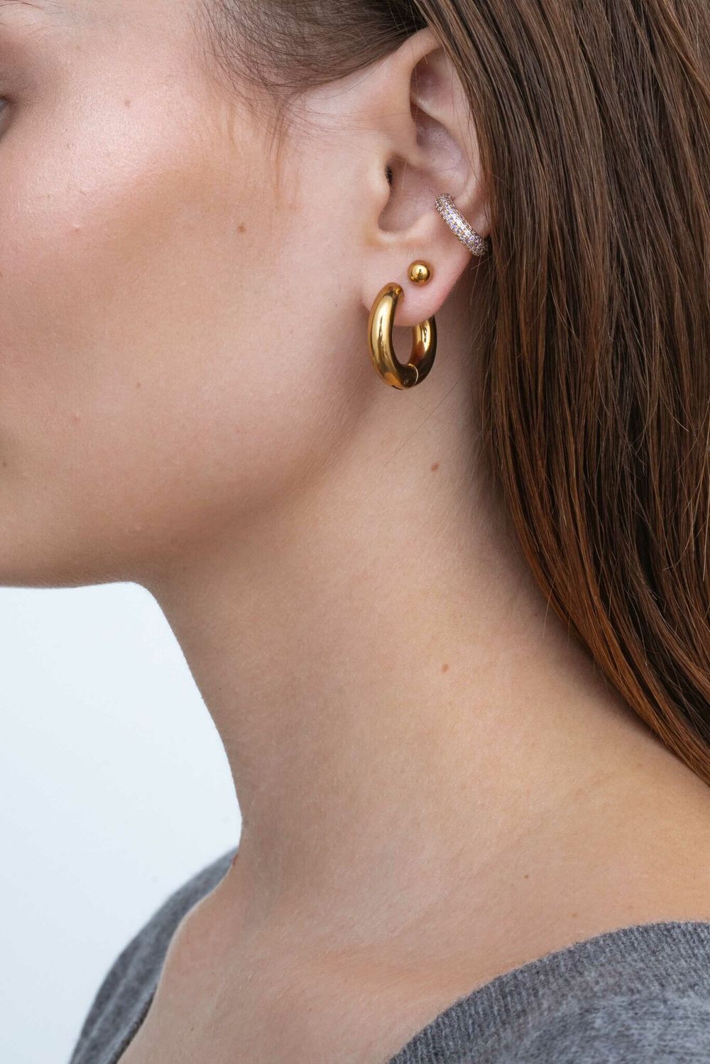 Серьги-кольца объёмные 12 мм ( silver tone ) Серьги-кольца объёмные 12 мм ( silver tone )