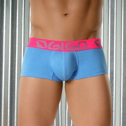 Мужские трусы хипсы голубые с розовой резинкой Gigo Traditional Blue Confite