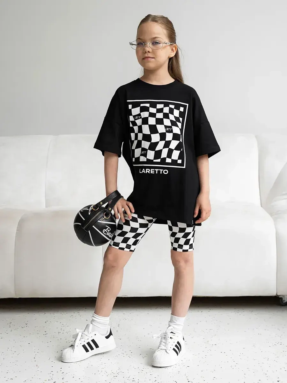 Летний костюм для девочки с велосипедками